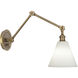 Alloy 28.75 inch 60.00 watt Warm Brass Swing Arm Wall Sconce Wall Light in Cased White Glass