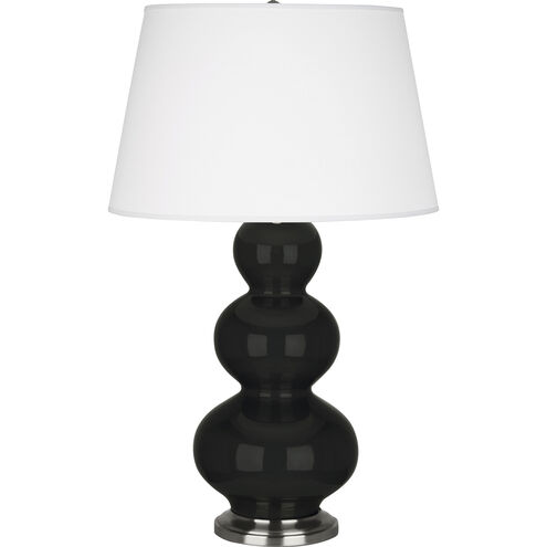 Triple Gourd 32.75 inch 150.00 watt Obsidian Glaze with Antique Silver Table Lamp Portable Light