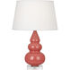 Small Triple Gourd 24 inch 150 watt Melon Table Lamp Portable Light in Lucite, Lucite Base