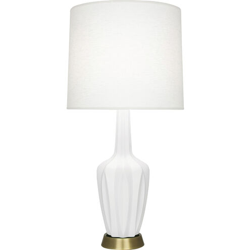 Emma 34.25 inch 150.00 watt Matte Lily Glazed Ceramic with Warm Brass Table Lamp Portable Light
