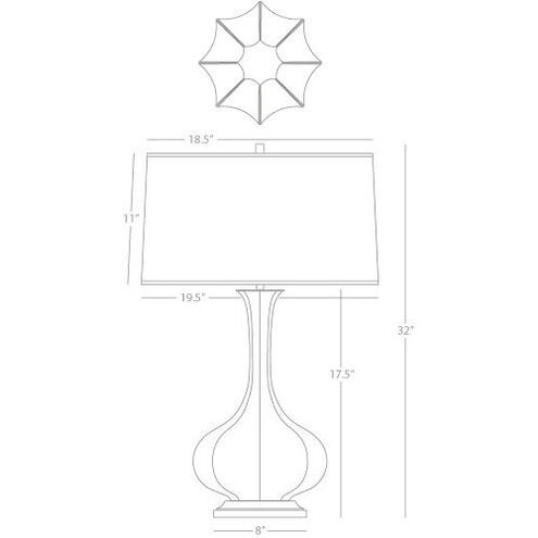 Pike 31.88 inch 150.00 watt Daisy Glaze Table Lamp Portable Light in Aged Brass