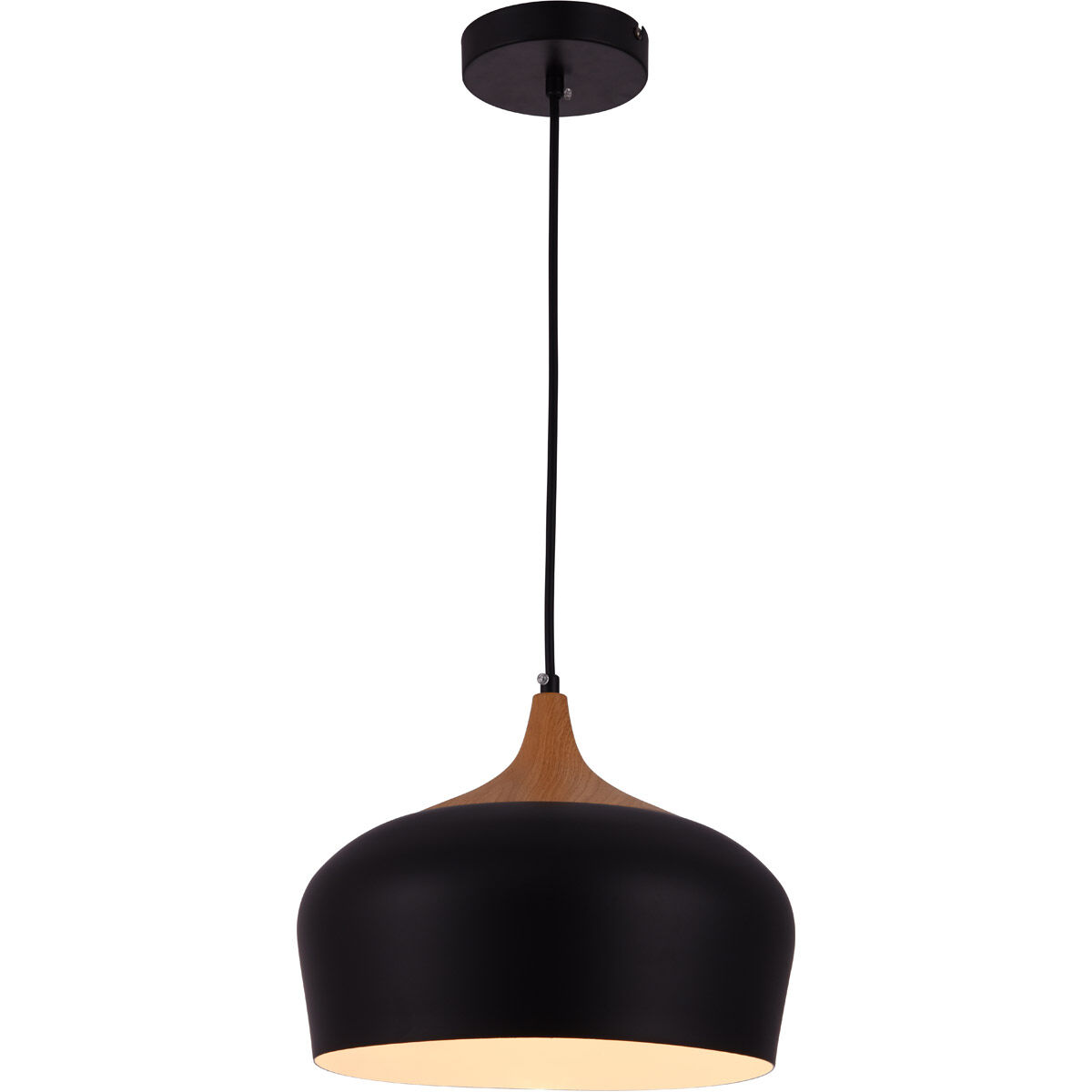 Nora 1 Light 11.5 inch Black and Natural Wood Pendant Ceiling Light