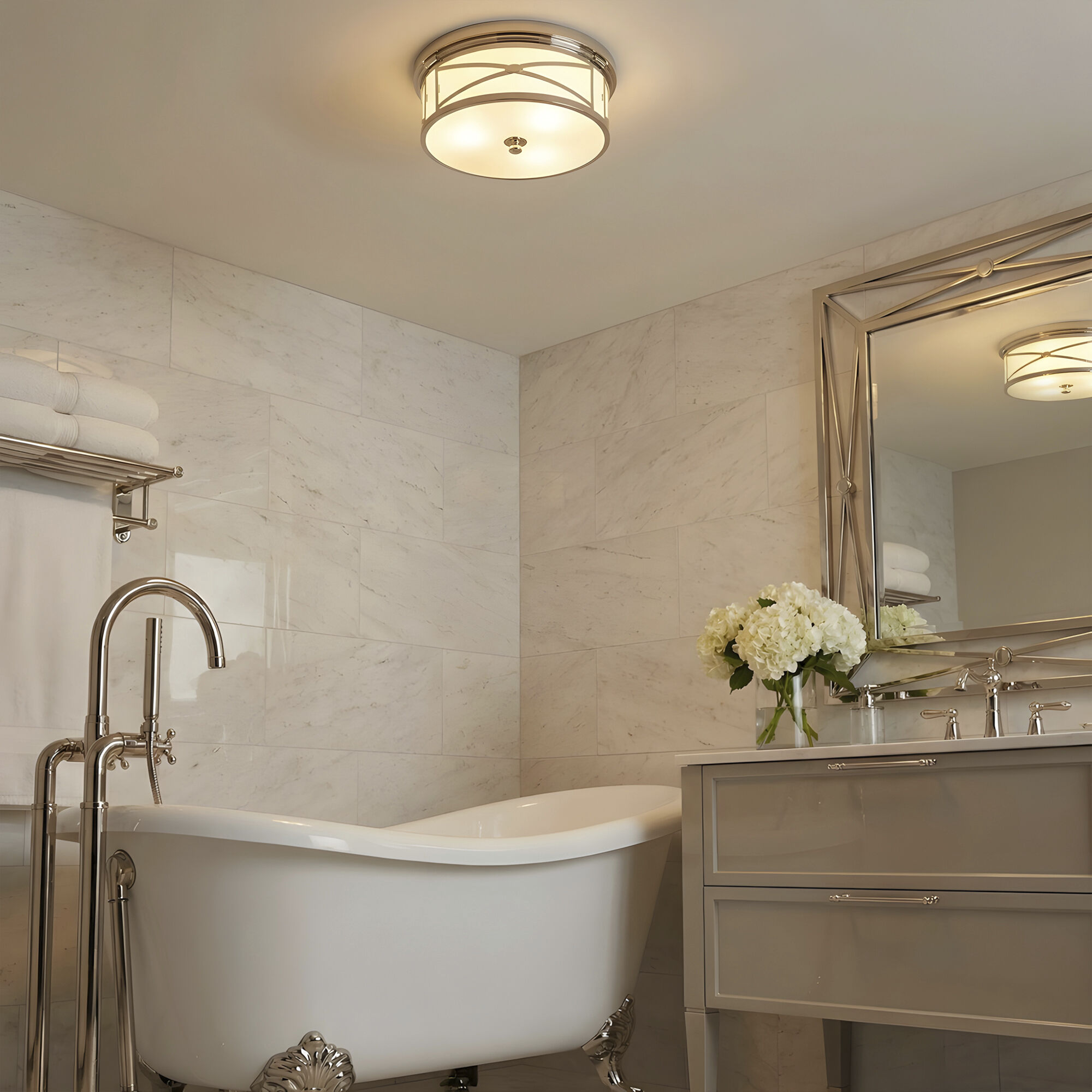 Chase 3 Light 15 inch Polished Nickel Flushmount Ceiling Light