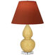Small Double Gourd 22 inch 150 watt Sunset Yellow Glazed Ceramic with Lucite Base Accent Lamp Portable Light in Tangerine with Taupe