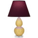 Small Double Gourd 22 inch 150 watt Sunset Glazed Ceramic with Lucite Base Accent Lamp Portable Light in Sunset Yellow, Plum with Lavender