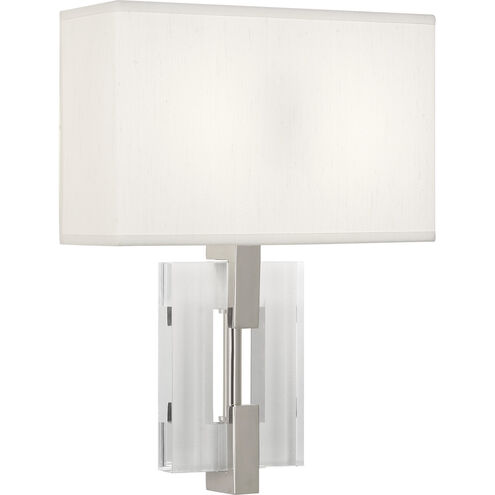 Lincoln 2 Light 12 inch Polished Nickel ADA Wall Sconce Wall Light in Pearl Dupioni