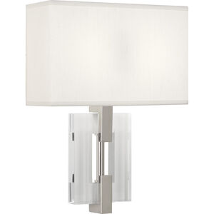 Lincoln 2 Light 12 inch Polished Nickel ADA Wall Sconce Wall Light in Pearl Dupioni