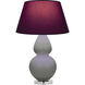 Double Gourd 30 inch 150 watt Matte Smokey Taupe Glazed Ceramic with Lucite Base Table Lamp Portable Light in Matte Smoky Taupe, Plum with Lavender