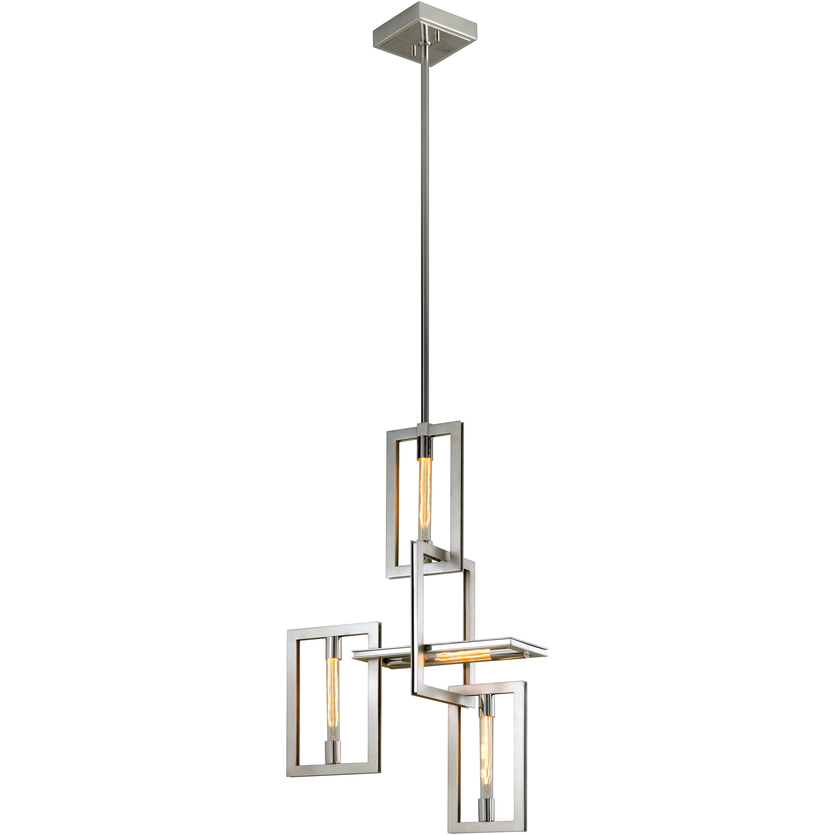 Enigma 4 Light 23.75 inch Silver Leaf W Stainless Accent Chandelier Ceiling Light