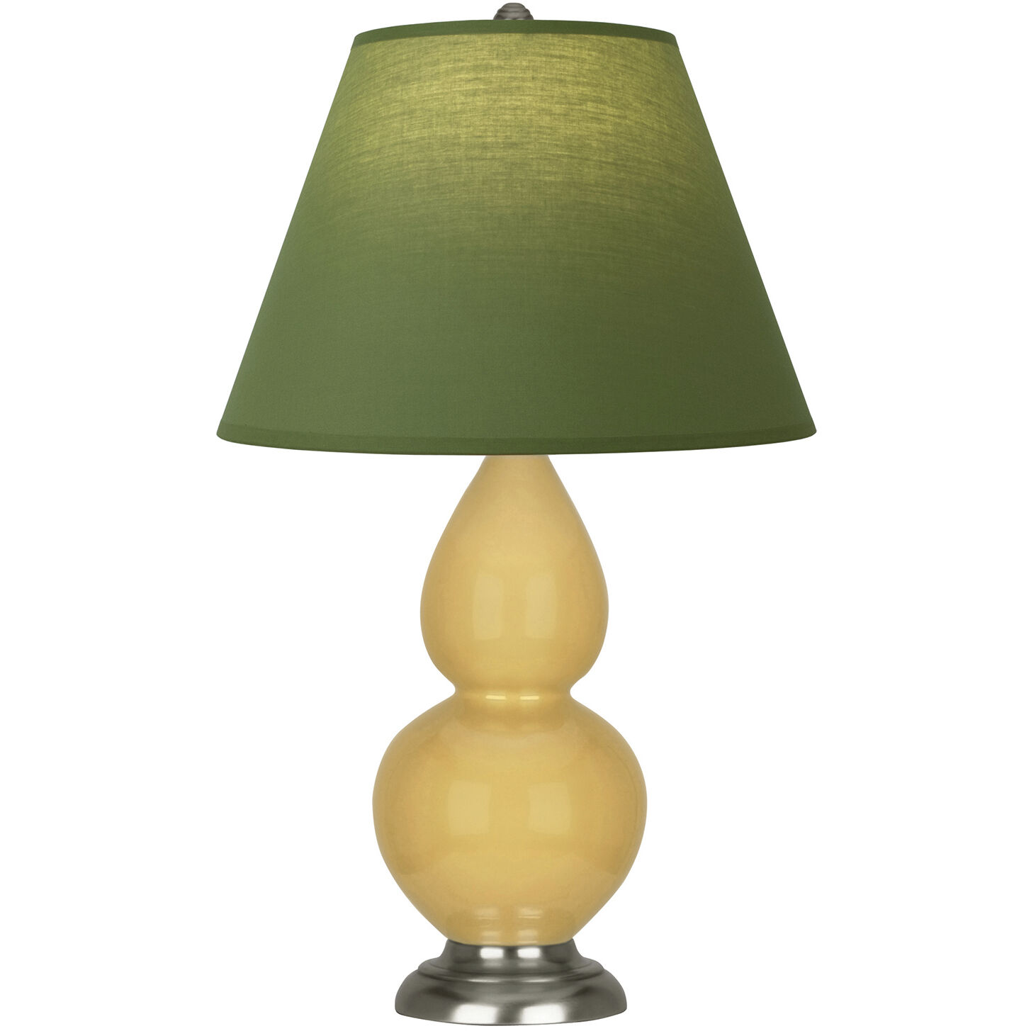 Small Double Gourd 22.75 inch 150 watt Sunset Yellow Glazed Ceramic with Antique Silver Accent Lamp Portable Light in Tea Green with Taupe