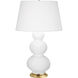 Triple Gourd 32.75 inch 150.00 watt Daisy Glaze with Antique Natural Brass Table Lamp Portable Light in Antique Brass