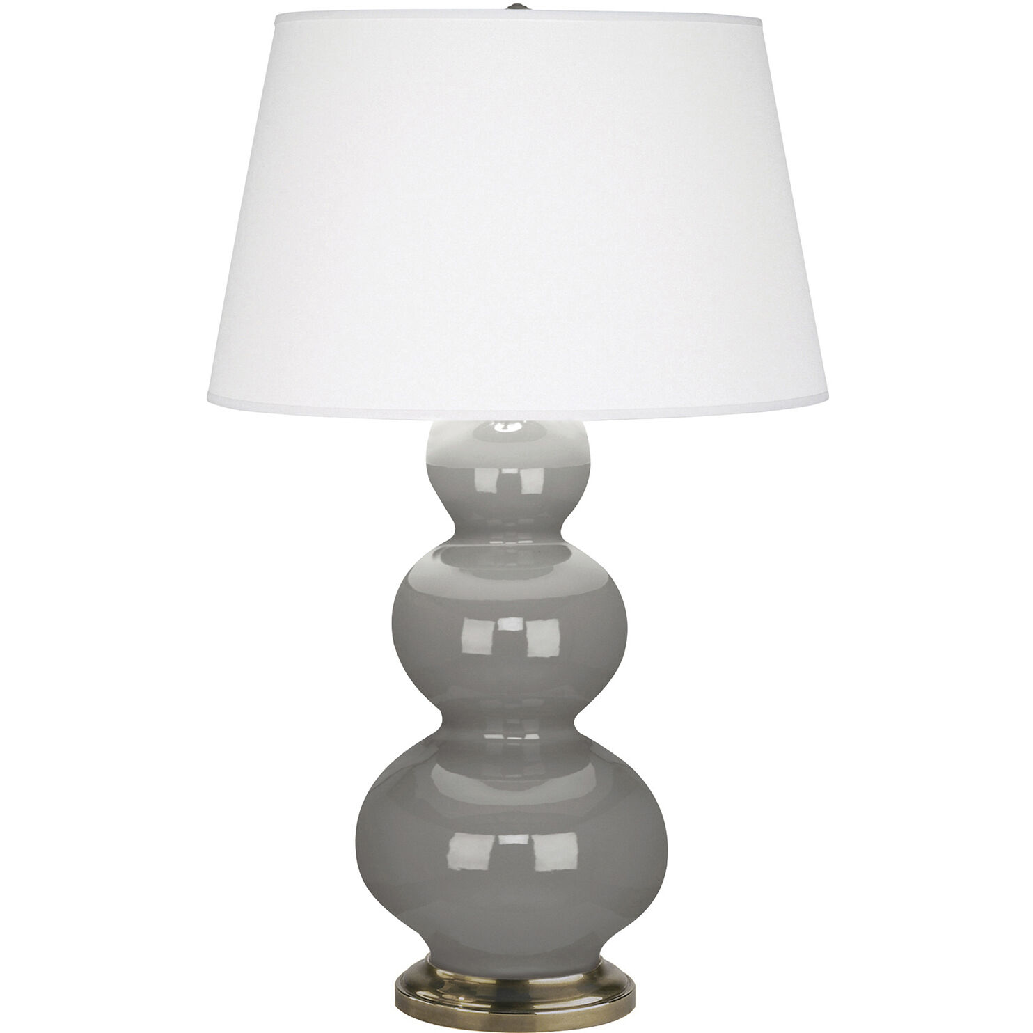 Triple Gourd 32.75 inch 150 watt Smoky Taupe Table Lamp Portable Light in Antique Natural Brass