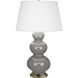 Triple Gourd 32.75 inch 150 watt Smoky Taupe Table Lamp Portable Light in Antique Natural Brass