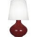 June 30.75 inch 150.00 watt Oxblood Table Lamp Portable Light in Oyster Linen