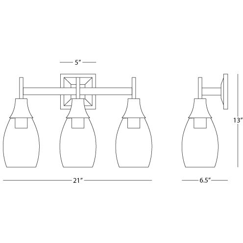 Grace 3 Light 20.88 inch Deep Patina Bronze Wall Sconce Wall Light