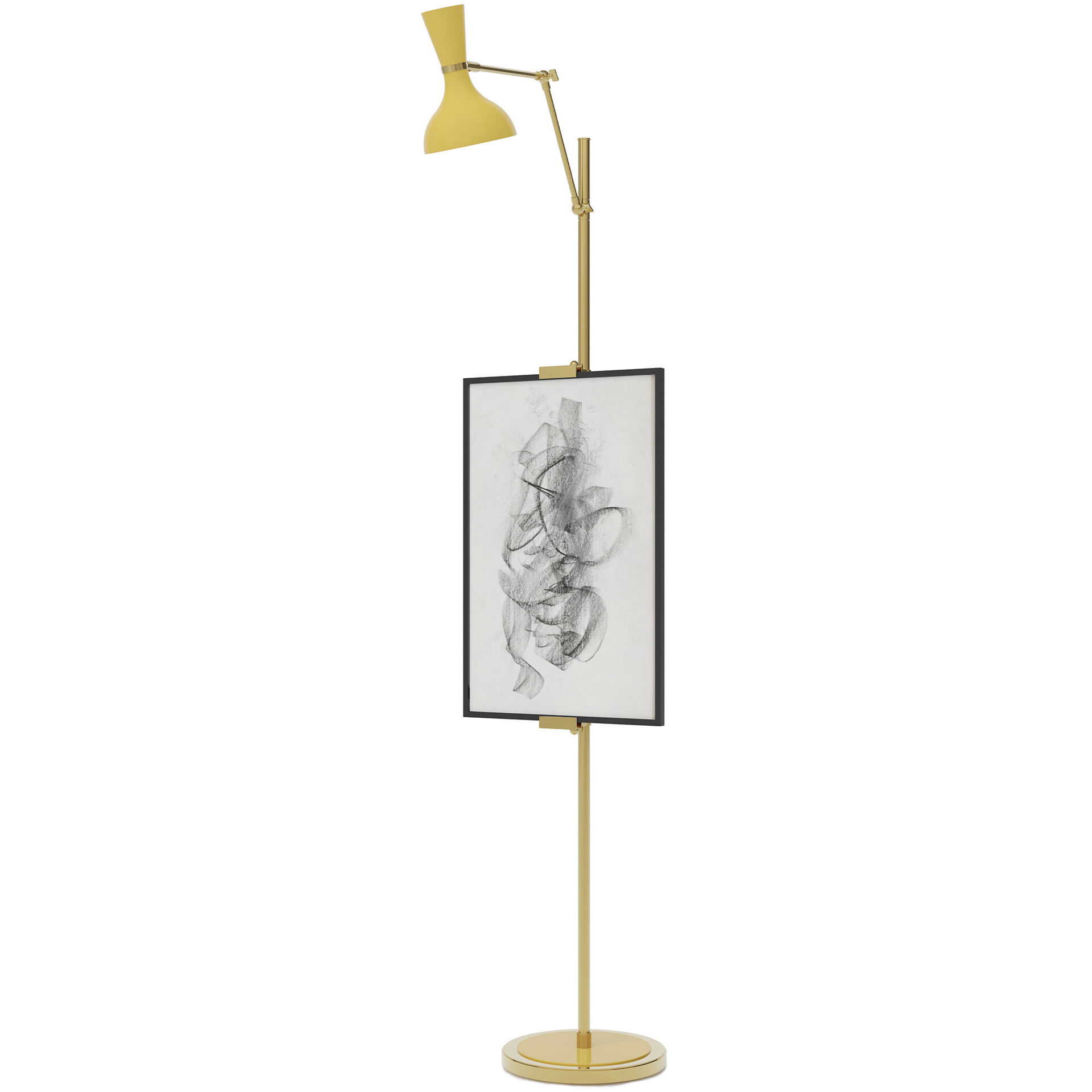 Clare 76 inch 60.00 watt Sunset Yellow with Modern Brass Floor Easel Portable Light