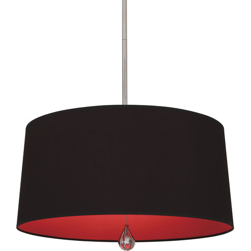 Williamsburg Custis 3 Light 15 inch Polished Nickel Pendant Ceiling Light in Blacksmith Black With Richmond Red