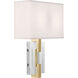 Lincoln 2 Light 12 inch Modern Brass ADA Wall Sconce Wall Light in Pearl Dupioni