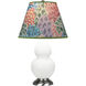 Small Double Gourd 22.75 inch 150.00 watt Matte Lily Glazed Ceramic with Antique Silver Accent Lamp Portable Light in Spring Floral