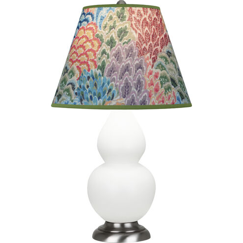 Small Double Gourd 22.75 inch 150.00 watt Matte Lily Glazed Ceramic with Antique Silver Accent Lamp Portable Light in Spring Floral