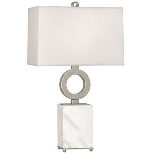 Oculus 28 inch 150.00 watt Antique Silver / White Marble Table Lamp Portable Light
