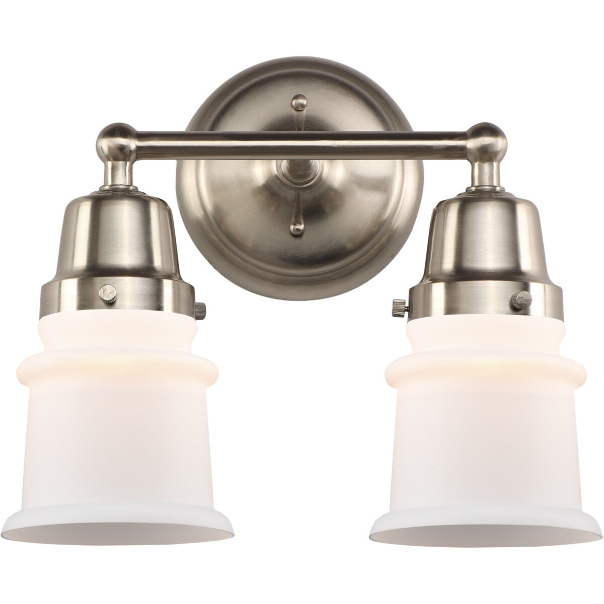 Aditi Small Canton 2 Light 13.25 inch Brushed Satin Nickel Bath Vanity Light Wall Light, Aditi