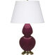 Robert Abbey Double Gourd 31 inch 150 watt Sugar Plum with Antique Brass Table Lamp Portable Light in Pearl Dupioni SM20X - Open Box