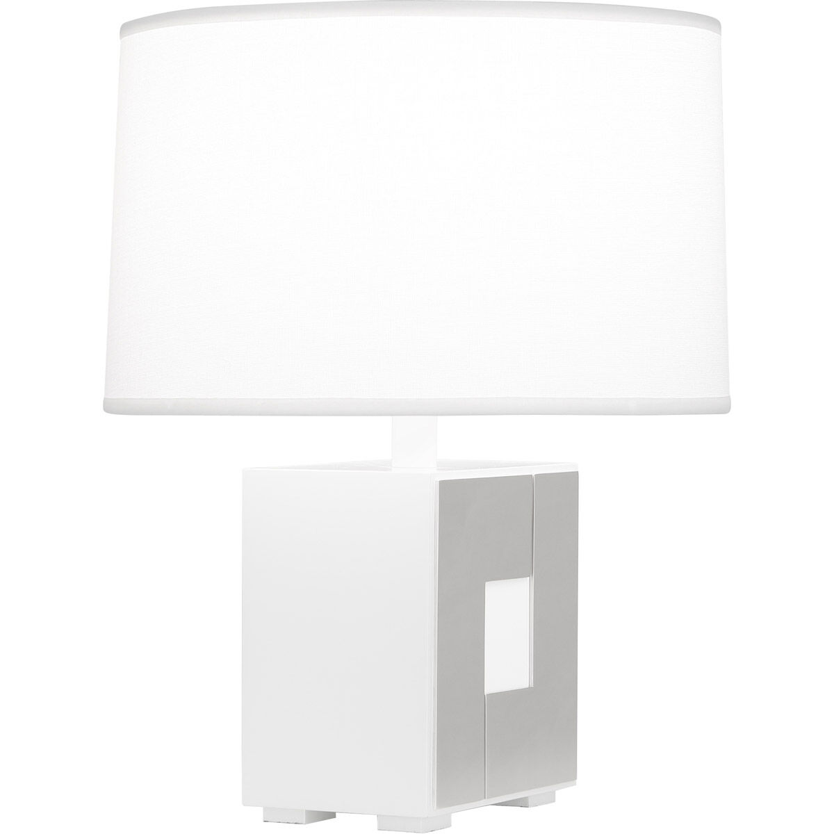 Blox 15.5 inch 100 watt White Enamel with Polished Nickel Table Lamp Portable Light