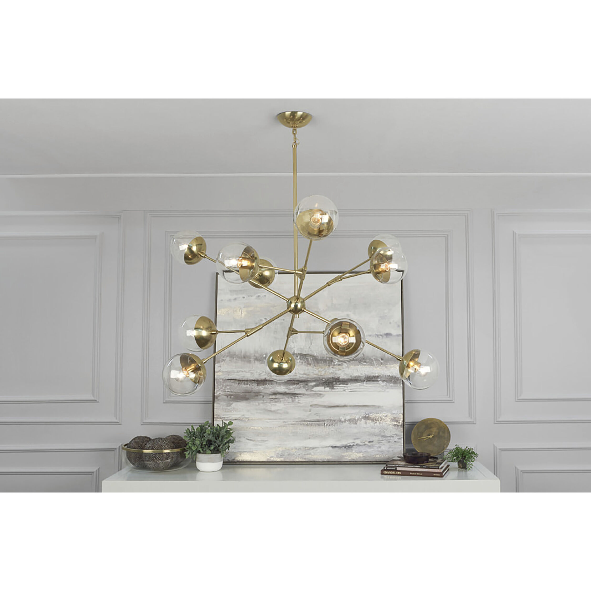 Celeste 12 Light 50.5 inch Modern Brass Chandelier Ceiling Light