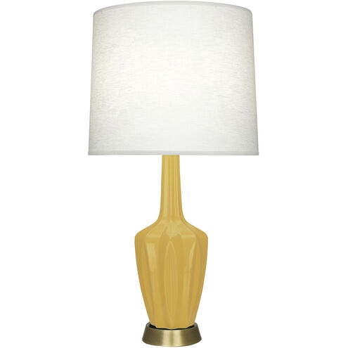 Emma 30 inch 150.00 watt Sunset Yellow Glazed Ceramic with Warm Brass Accent Lamp Portable Light