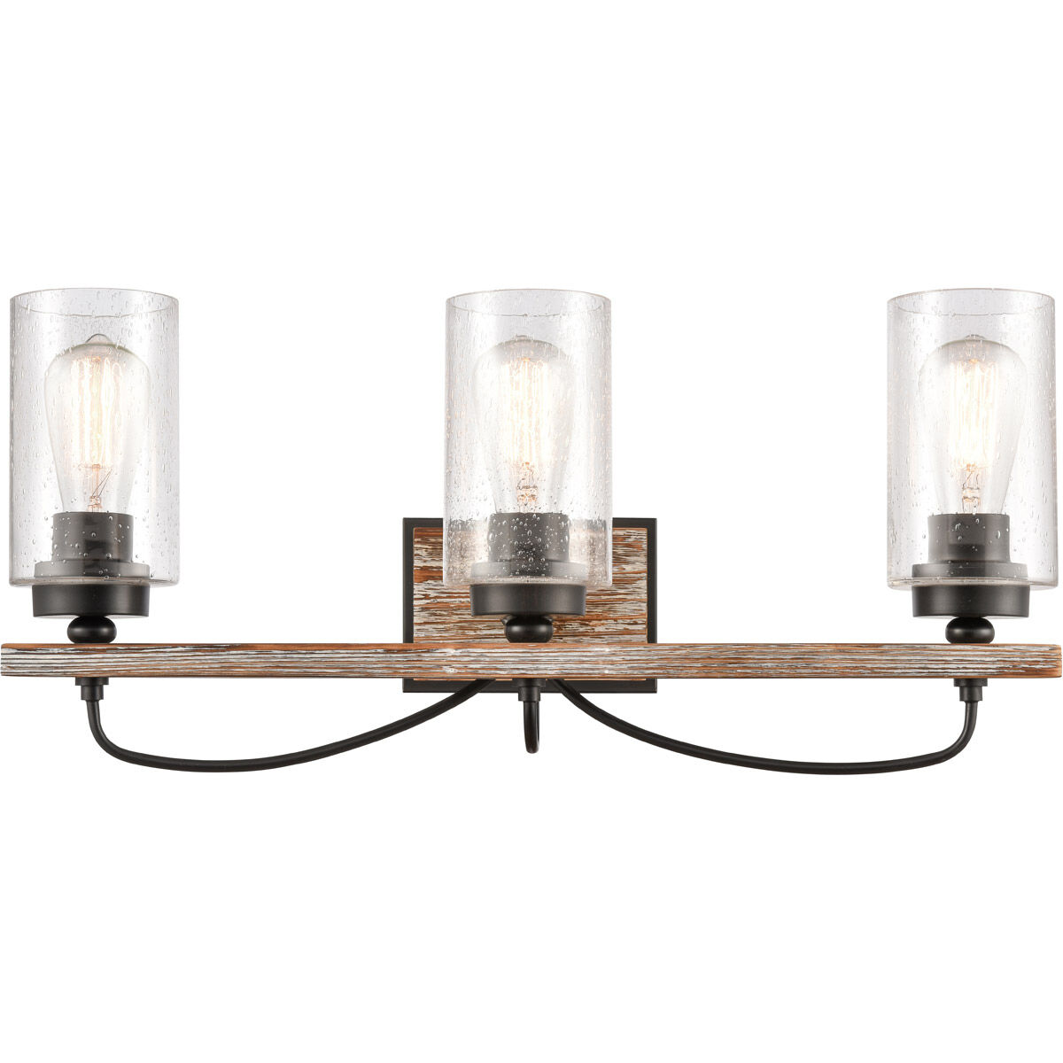 Paladin 3 Light 24 inch Matte Black Bath Vanity Light Wall Light in Seedy Glass