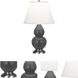 Small Double Gourd 22.75 inch 150 watt Matte Ash Glazed Ceramic with Antique Silver Accent Lamp Portable Light in Pearl Dupioni