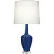 Emma 34.25 inch 150 watt Cobalt Glazed Ceramic with Polished Nickel and Lucite Table Lamp Portable Light