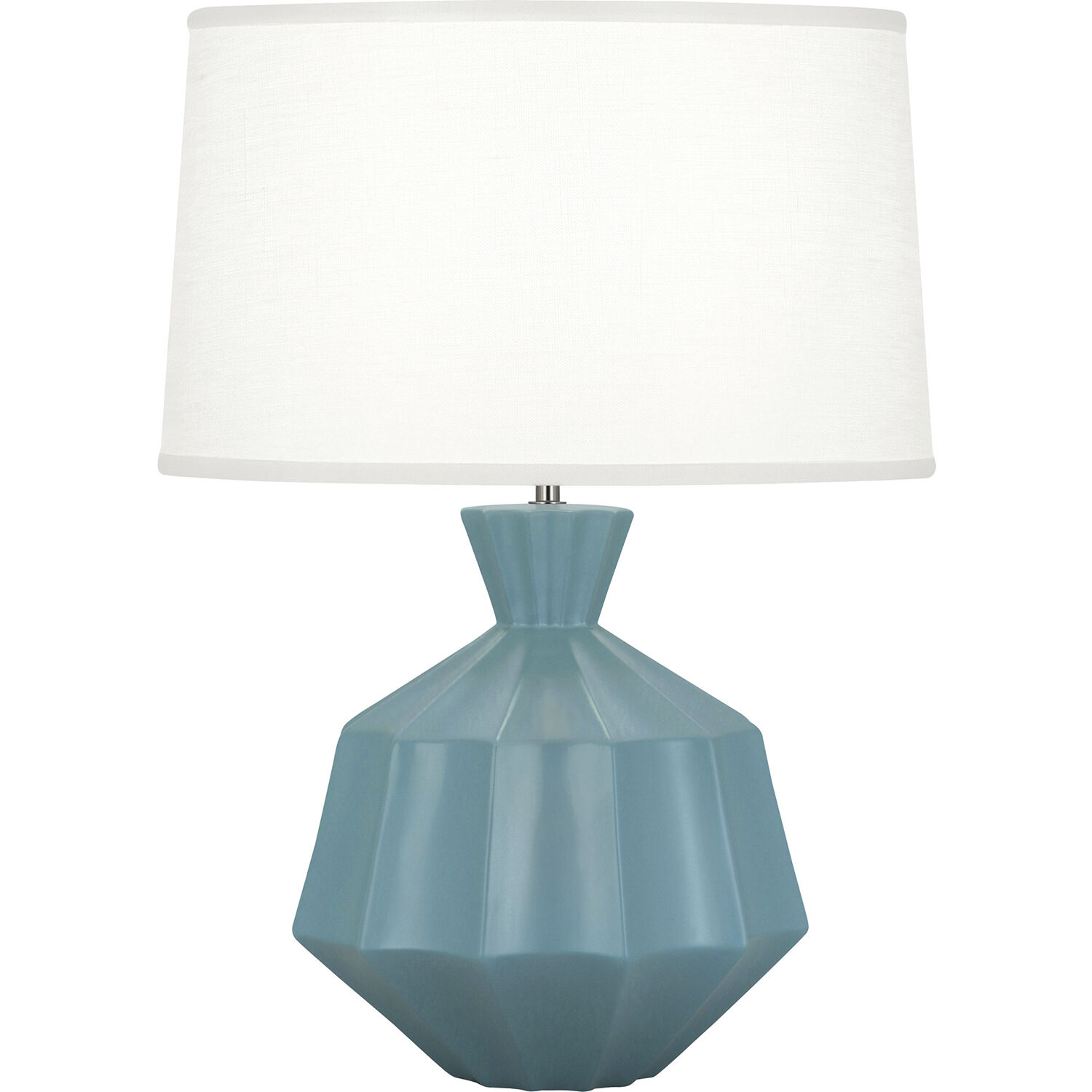 Orion 27 inch 150 watt Matte Steel Blue Table Lamp Portable Light, Polished Nickel Accents