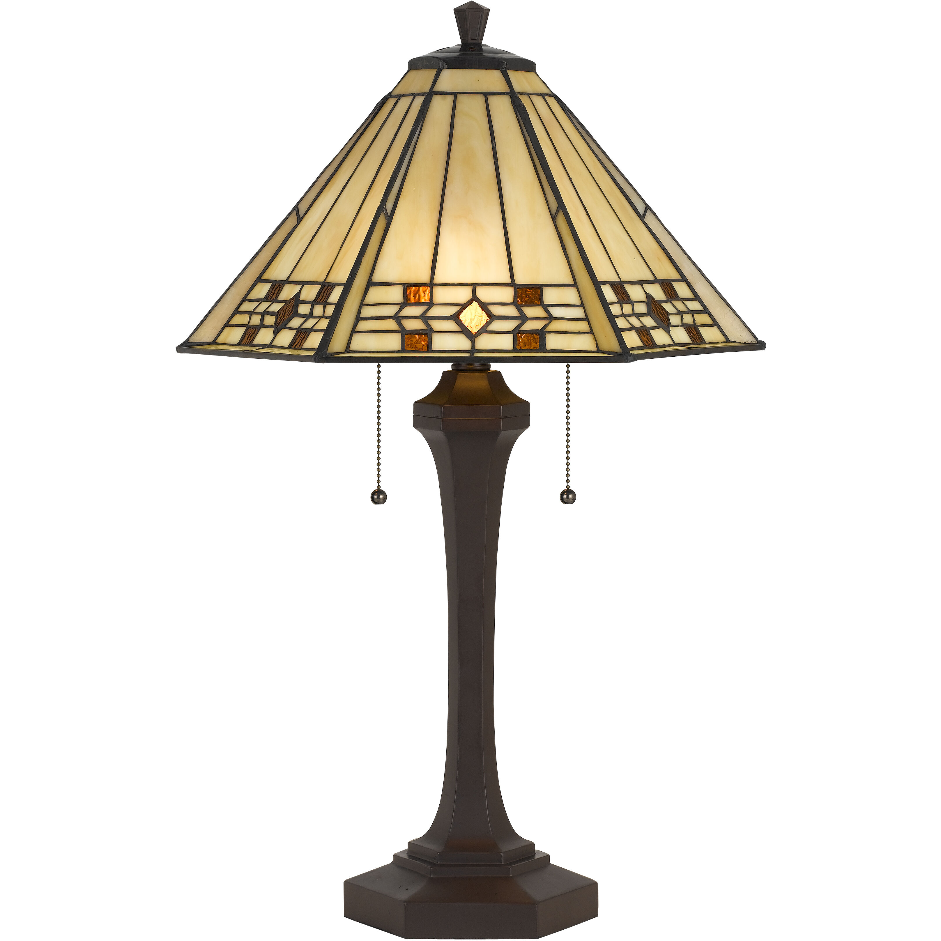 Tiffany 26 inch 60 watt Matt Black Table Lamp Portable Light