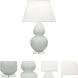 Double Gourd 30 inch 150 watt Matte Celadon Glazed Ceramic with Lucite Base Table Lamp Portable Light in Pearl Dupioni