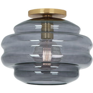 Horizon 1 Light 12 inch Modern Brass / Smoke Gray Glass Flushmount Ceiling Light
