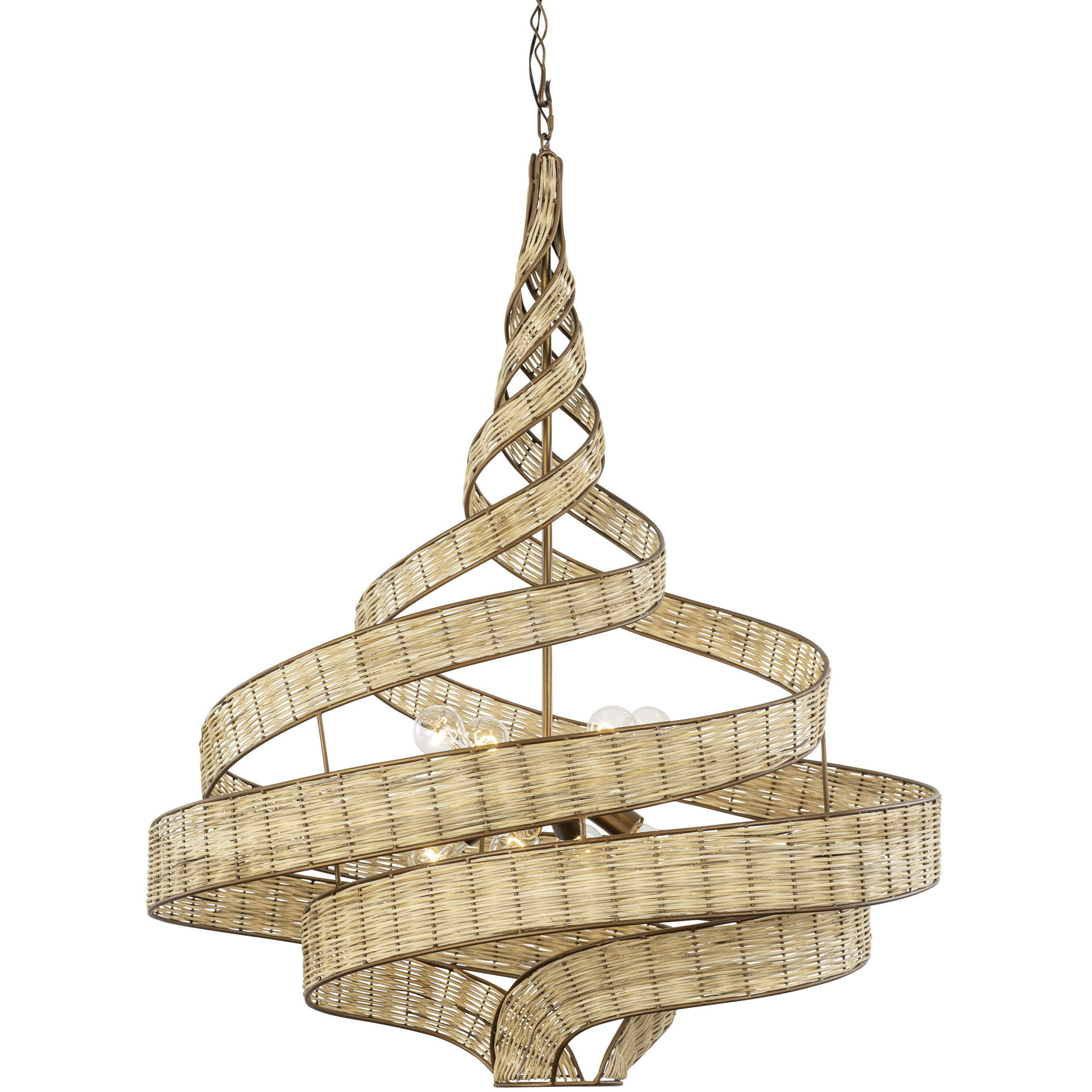 Flow 8 Light 36 inch Baguette and Natural Rattan Pendant Ceiling Light in Baguette/Natural Rattan, Smithsonian Collaboration