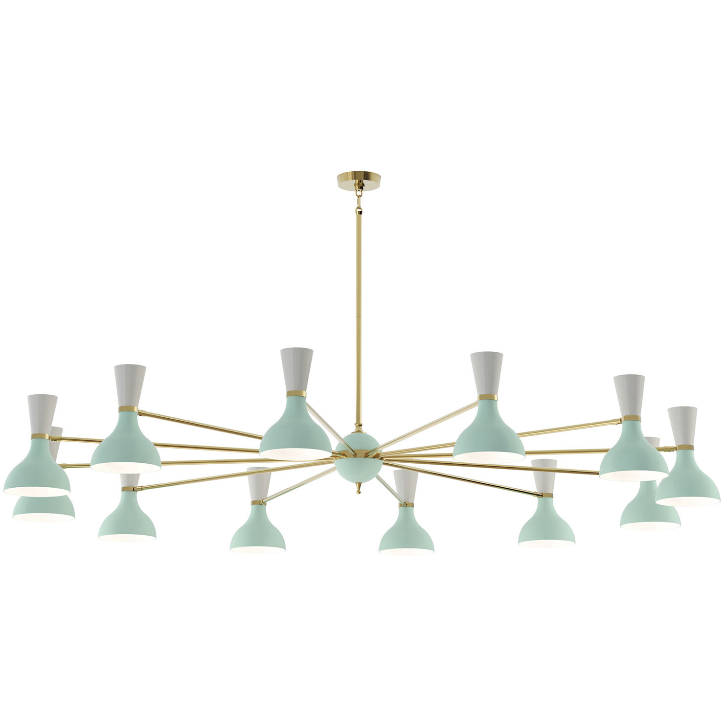 Clare LED 76 inch Modern Brass Chandelier Ceiling Light in Mint and Lily