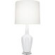 Emma 30 inch 150.00 watt Daisy Glazed Ceramic with Polished Nickel and Lucite Accent Lamp Portable Light