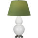 Double Gourd 31 inch 150.00 watt Lily Glazed Ceramic with Antique Silver Table Lamp Portable Light in Tea Green with Taupe