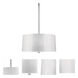 Penelope 3 Light 13.25 inch Polished Nickel Pendant Ceiling Light in White Ceramik With Silver Mylar