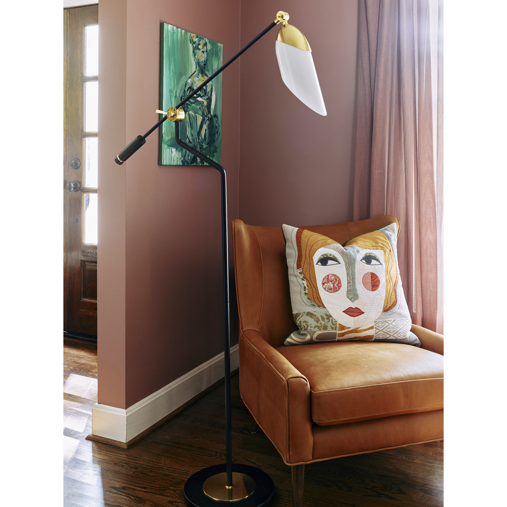 Ferdinand 61 inch 60.00 watt Matte Black Painted / Modern Brass Floor Lamp Portable Light