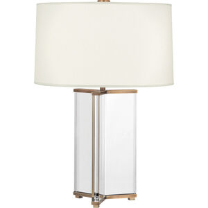 Fineas 28 inch 150 watt Clear Crystal with Aged Brass Table Lamp Portable Light in Fondine