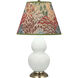 Small Double Gourd 22.75 inch 150.00 watt Matte Celadon Glazed Ceramic with Antique Natural Brass Accent Lamp Portable Light in Fall Floral