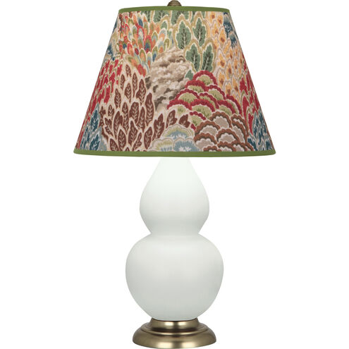 Small Double Gourd 22.75 inch 150.00 watt Matte Celadon Glazed Ceramic with Antique Natural Brass Accent Lamp Portable Light in Fall Floral
