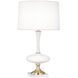 Raquel 30 inch 150 watt White Glass with Modern Brass Table Lamp Portable Light, Modern Brass Accents