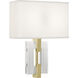 Lincoln 2 Light 12 inch Modern Brass ADA Wall Sconce Wall Light in Pearl Dupioni