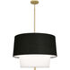 Decker LED 24 inch Modern Brass Pendant Ceiling Light in Raven Black and White