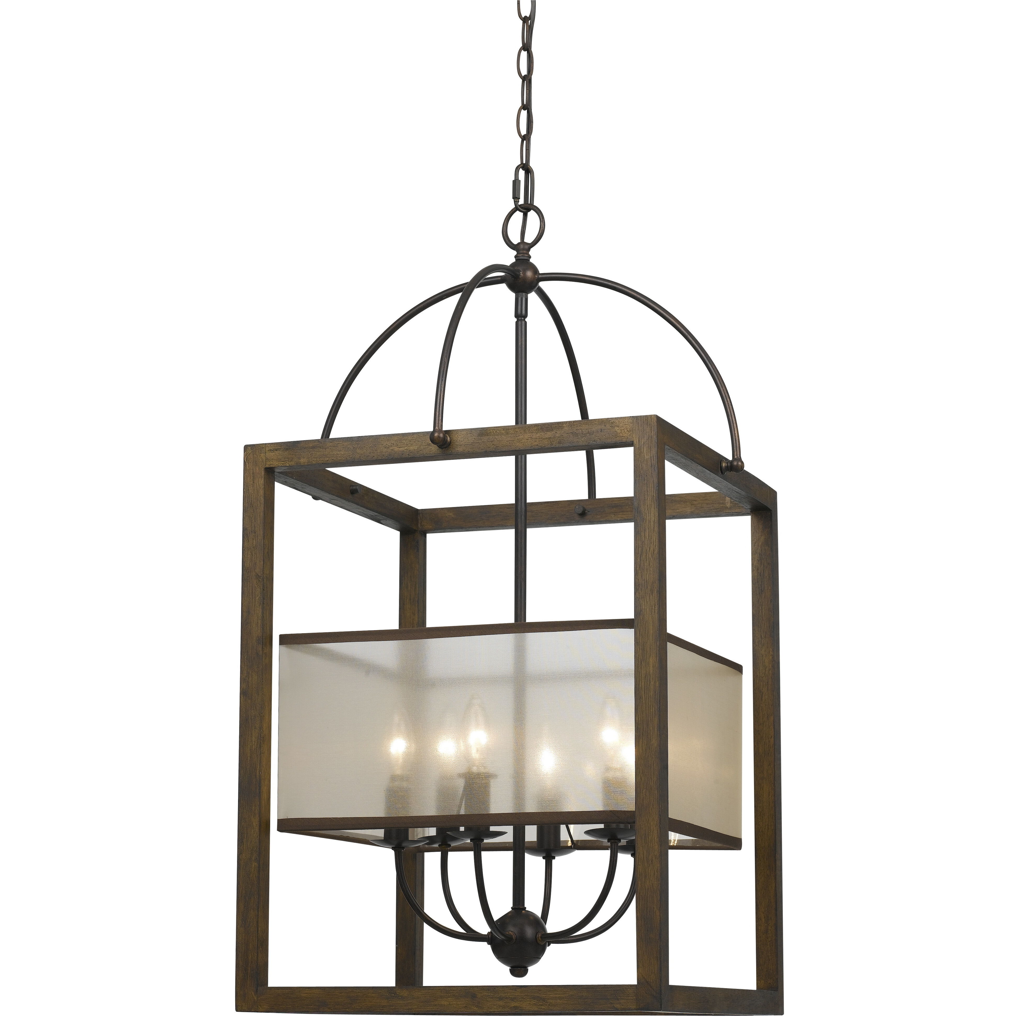 Rectangular 6 Light 19 inch Dark Bronze Chandelier Ceiling Light